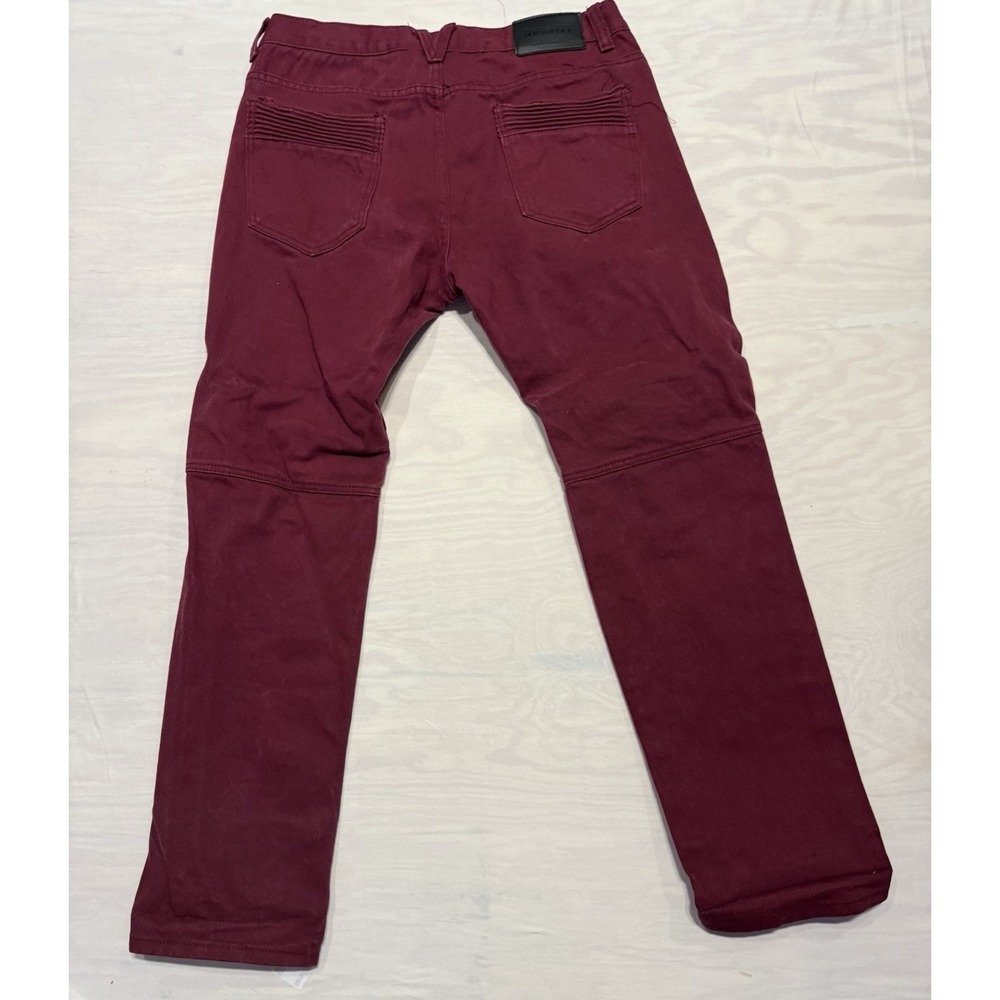 Vintage SouthPole Maroon Denim Moto Pants Quilted Ribbed 36x34 Mens - Picture 8 of 11